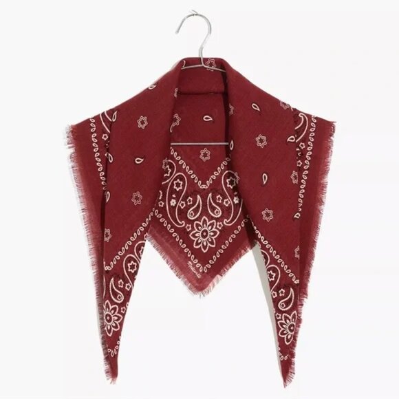 Madewell Oversize Bandana Scarf Afterglow Red Wool Blend - Picture 1 of 9